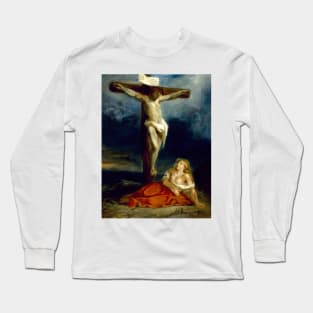 Saint Mary Magdalene at the Foot of the Cross by Eugene Delacroix Long Sleeve T-Shirt